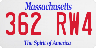 MA license plate 362RW4