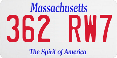 MA license plate 362RW7