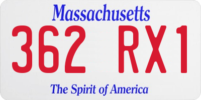 MA license plate 362RX1