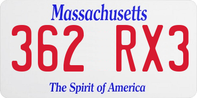 MA license plate 362RX3
