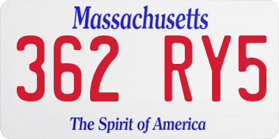 MA license plate 362RY5