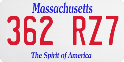 MA license plate 362RZ7