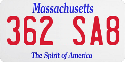 MA license plate 362SA8