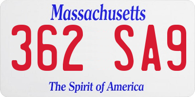 MA license plate 362SA9
