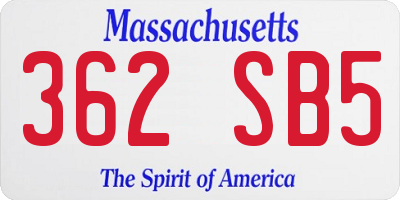 MA license plate 362SB5