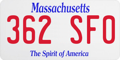 MA license plate 362SF0