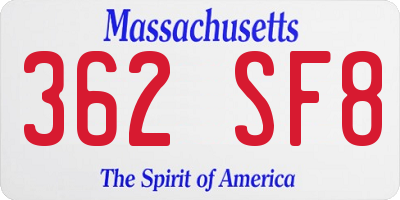 MA license plate 362SF8