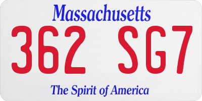MA license plate 362SG7