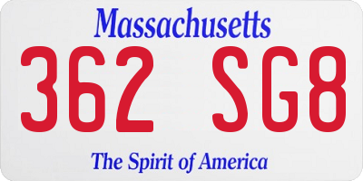 MA license plate 362SG8