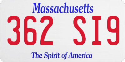 MA license plate 362SI9