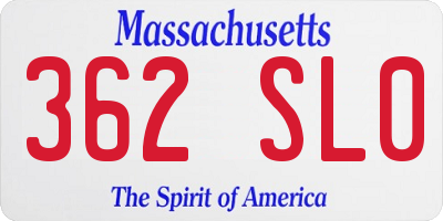 MA license plate 362SL0