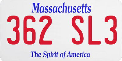 MA license plate 362SL3