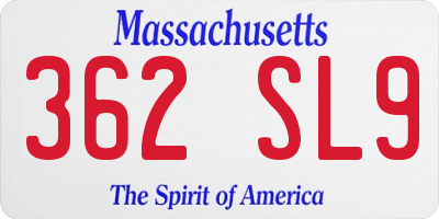 MA license plate 362SL9