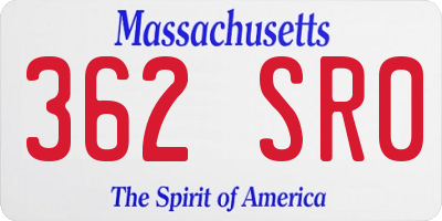 MA license plate 362SR0