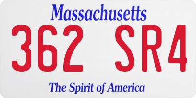MA license plate 362SR4