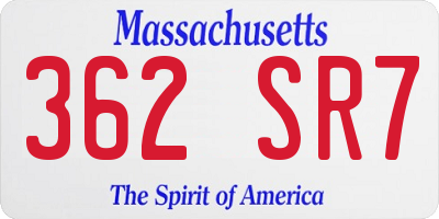MA license plate 362SR7