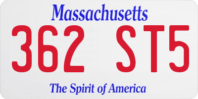 MA license plate 362ST5