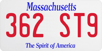 MA license plate 362ST9