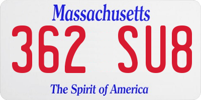 MA license plate 362SU8