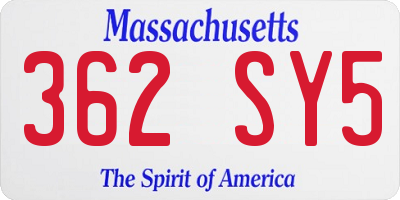 MA license plate 362SY5