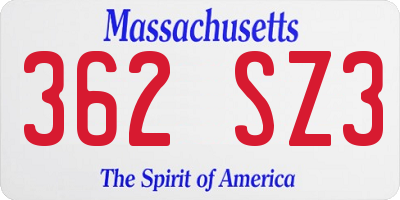 MA license plate 362SZ3