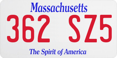 MA license plate 362SZ5