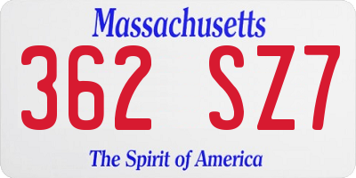 MA license plate 362SZ7