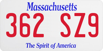 MA license plate 362SZ9