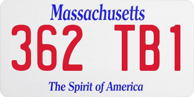 MA license plate 362TB1