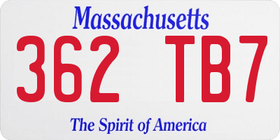 MA license plate 362TB7