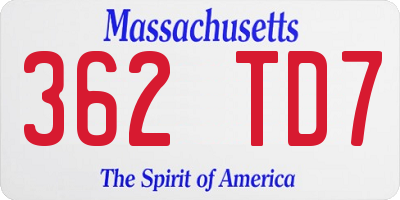 MA license plate 362TD7