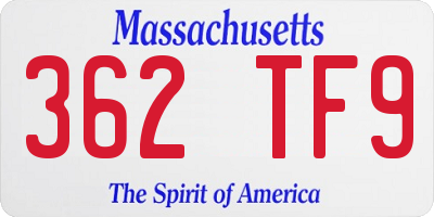 MA license plate 362TF9