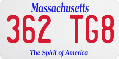 MA license plate 362TG8