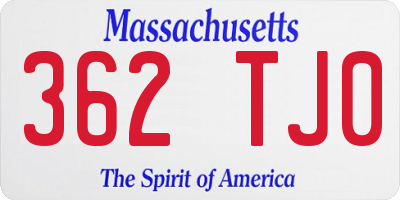 MA license plate 362TJ0