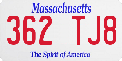 MA license plate 362TJ8