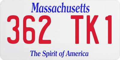 MA license plate 362TK1