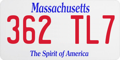 MA license plate 362TL7
