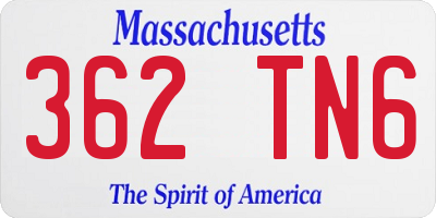MA license plate 362TN6