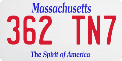 MA license plate 362TN7
