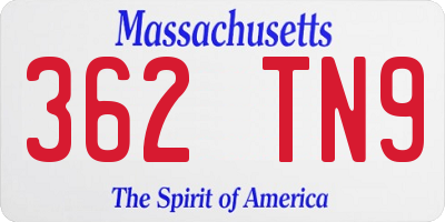 MA license plate 362TN9