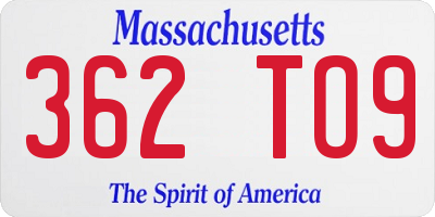 MA license plate 362TO9
