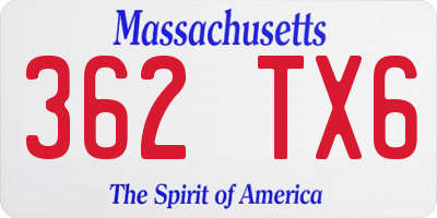MA license plate 362TX6