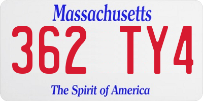 MA license plate 362TY4