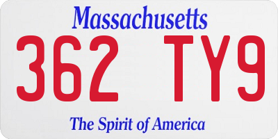 MA license plate 362TY9