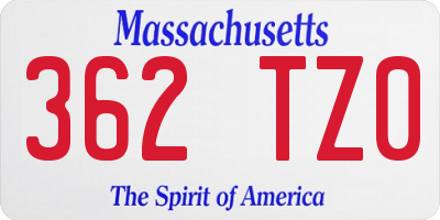 MA license plate 362TZ0