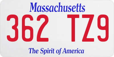 MA license plate 362TZ9
