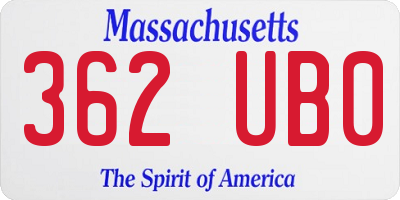 MA license plate 362UB0