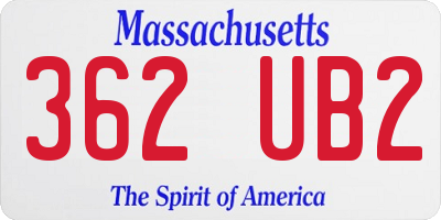 MA license plate 362UB2