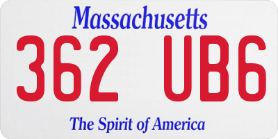 MA license plate 362UB6