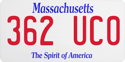 MA license plate 362UC0